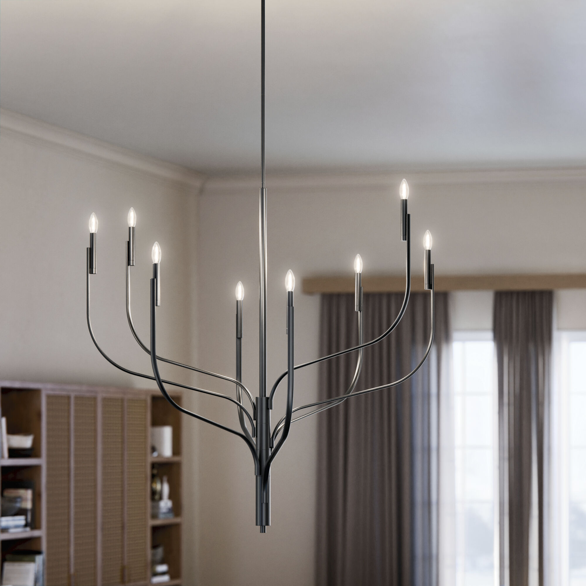 Livadia 8 Light Black Chandelier Ceiling Light, 1 Tier Large